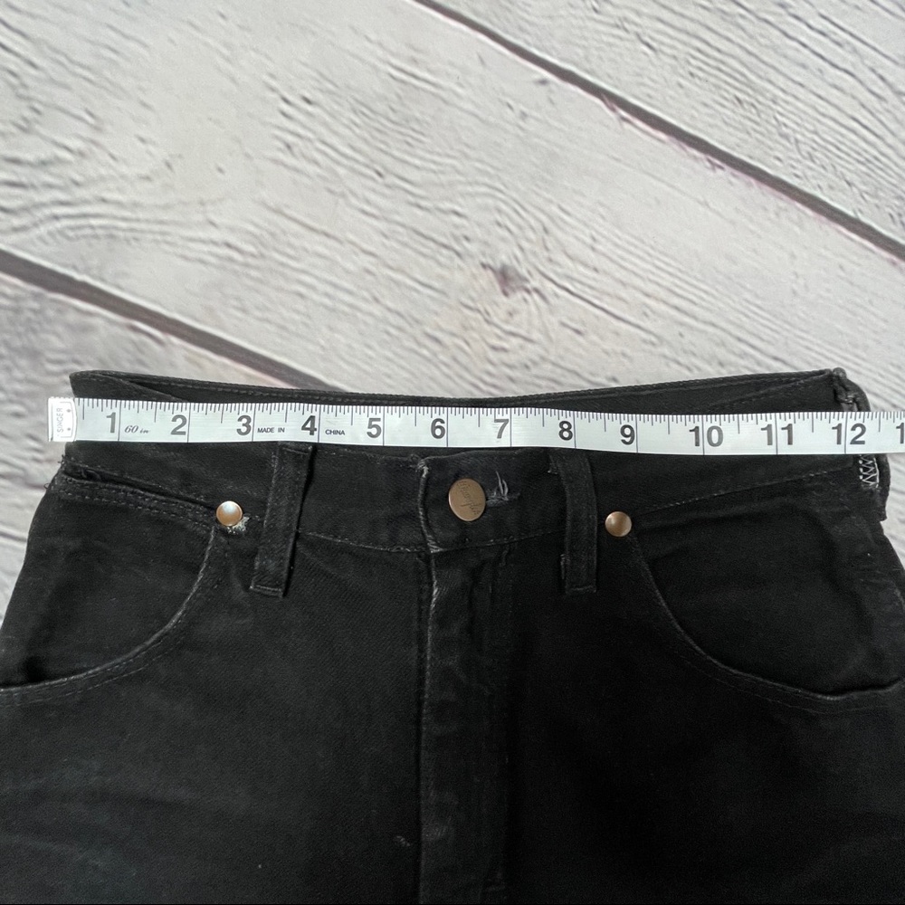 WRANGLER vintage 90s black denim wide leg high waist crop jeans pants - Picture 8 of 9